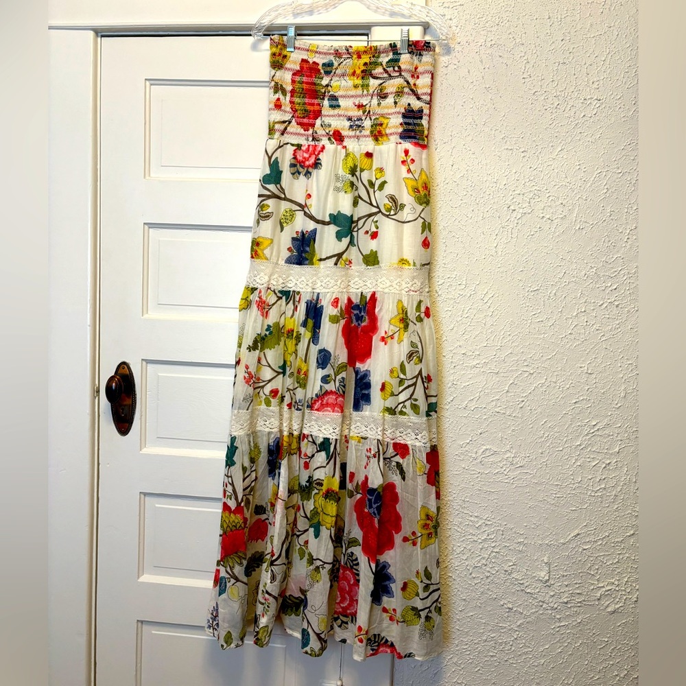Michael Farrell bandeau style long floral dress